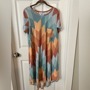 LuLaRoe High Low Dress with Geometric Aztec Pattern UNICORN Size Large L